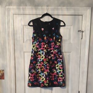 Milly Black Multicolor Abstract Floral Mini Dress